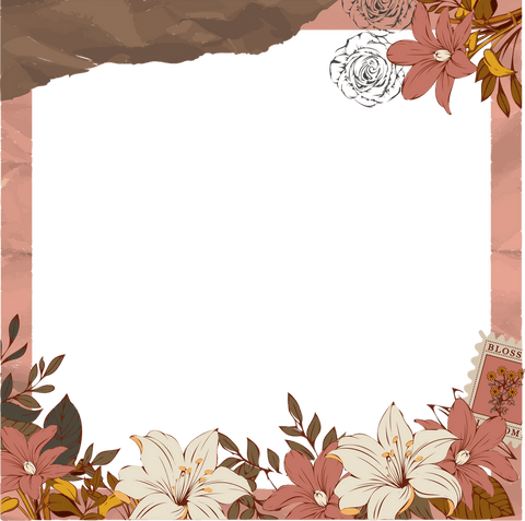 floral frame with torn vintage edge and lilies transparent background - Download Free Stock Videos Pikwizard.com