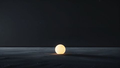 Glowing Orb on Stardust-Blanketed Plain under Starry Sky