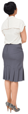 Back View of Hispanic Businesswoman on Transparent Background