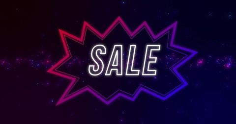 Vibrant Neon Sale Banner on Dark Starry Background