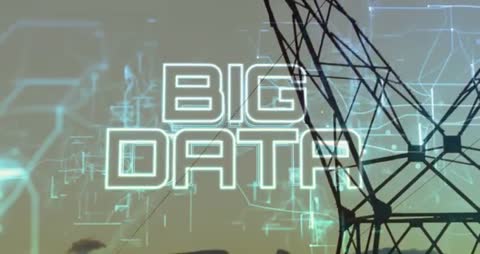 Futuristic Big Data Concept with Circuit Connections and Tower Silhouette