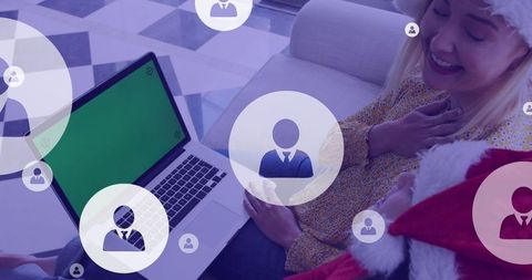 Mother and daughter connecting virtually during christmas holiday