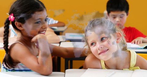 Diverse Friends Collaborating in Classroom Setting