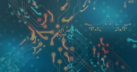 Futuristic Neon Circuitry on Teal Background