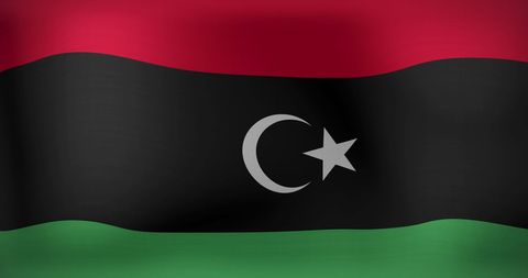 Waving Flag of Libya with Crescent and Star - Download Free Stock Images Pikwizard.com