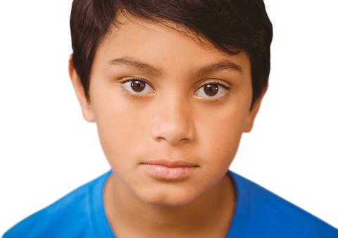 Pensive Biracial Schoolboy on Transparent Background