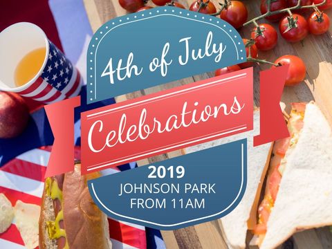 4th of July Celebration Invitation with Festive Food and Patriotic Symbols