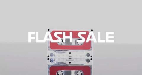 Retro Audio Cassette with Flash Sale Announcement