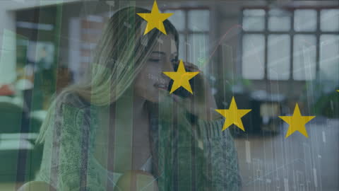 Woman Communicating Abroad with Global Data Concept