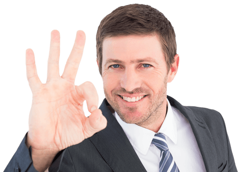 Businessman Smiling with OK Sign on Transparent Background - Download Free Stock Videos Pikwizard.com