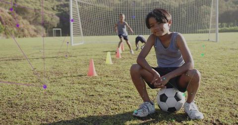 Youth Soccer Training in Action on Outdoor Field