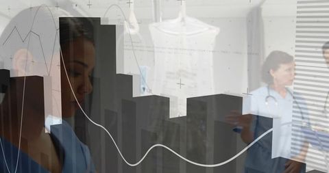 Medical Professionals Analyzing Healthcare Graphics Data Trend