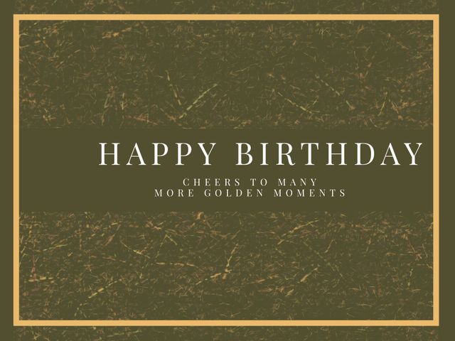 Ideal for wishing someone a happy birthday with style and sophistication. The card's golden texture and elegant design make it suitable for both personal and professional use, celebrating life's significant milestones.