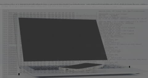 Digital Data Overlay on Laptop Screen Highlighting Global Business