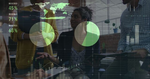 Diverse Team Analyzing Global Data with Digital Interface - Download Free Stock Images Pikwizard.com