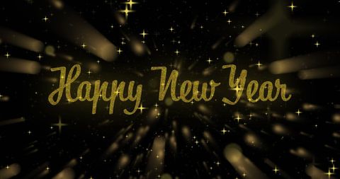 Happy New Year Greeting with Glittering Lights Background