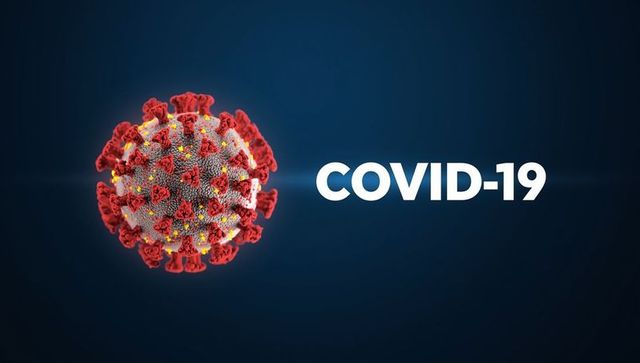 Rotating 3D Coronavirus Illustration on Blue Background
