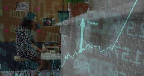 Woman Analyzing Stock Market Data While Working from Home