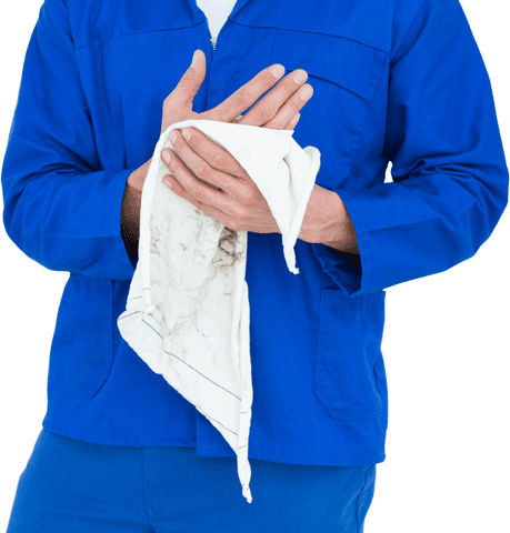 mechanic in blue uniform cleaning hands with transparent technique - Download Free Stock Videos Pikwizard.com