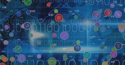 Digital Interface with Global Data Connections and Binary Coding - Download Free Stock Images Pikwizard.com