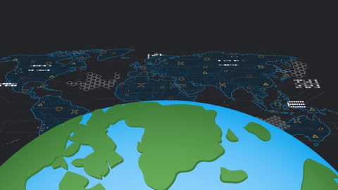 Digital Globe Over World Map with Data Visualization