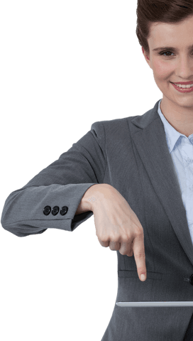 Transparent Background of Smiling Businesswoman Using Digital Tablet - Download Free Stock Videos Pikwizard.com