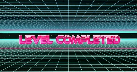 retro futuristic level completed gaming grid - Download Free Stock Images Pikwizard.com