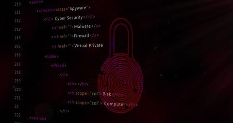 Digital security concept with biometric padlock and coding