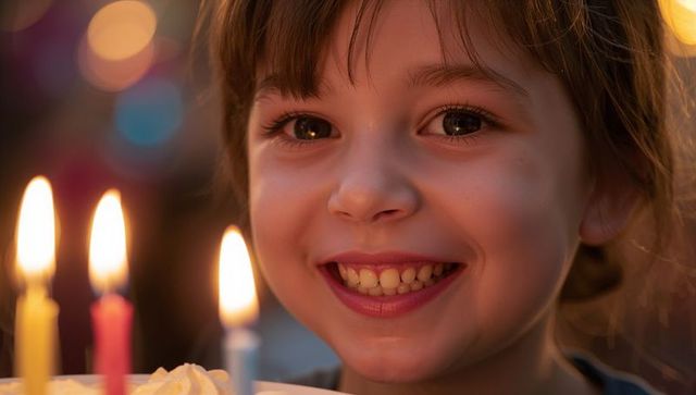 Joyful Child Celebrating with Cake and Candles at Home