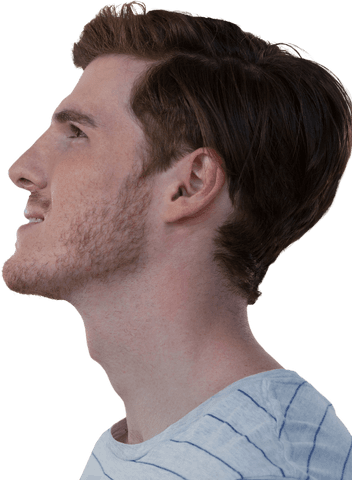 Smiling Caucasian Man in Profile Against Transparent Background