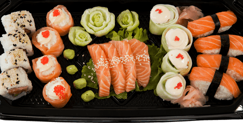 transparent bento box with colorful fresh sushi arrangement - Download Free Stock Videos Pikwizard.com