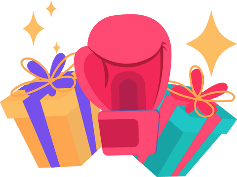 transparent cheerful boxing glove with festive gifts and stars - Download Free Stock Videos Pikwizard.com