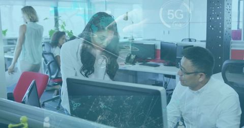 Diverse Team Analyzing Global Data Network