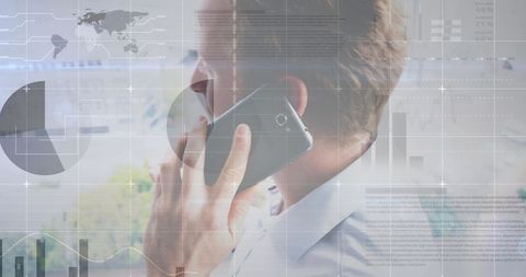 Businessman Communicating in Data-Driven Office Environment - Download Free Stock Images Pikwizard.com