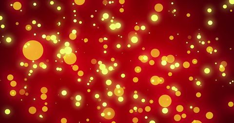 Festive Golden Lights on Red Background