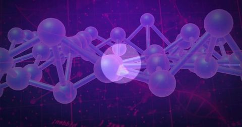 Vibrant 3D Molecular Lattice with Glowing Central Atom and Translucent Nanoparticles