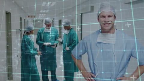 Surgeons in Hospital with Digital Data Overlay