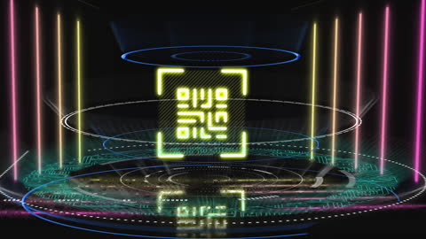 Futuristic Digital QR Code with Holographic Effect