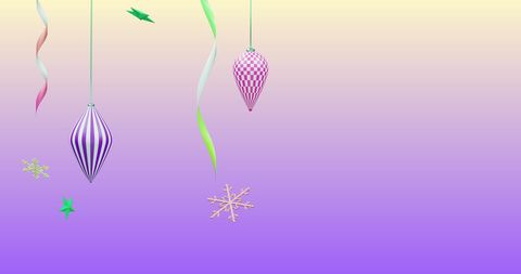 Festive Ornaments and Snowflakes on Pastel Background