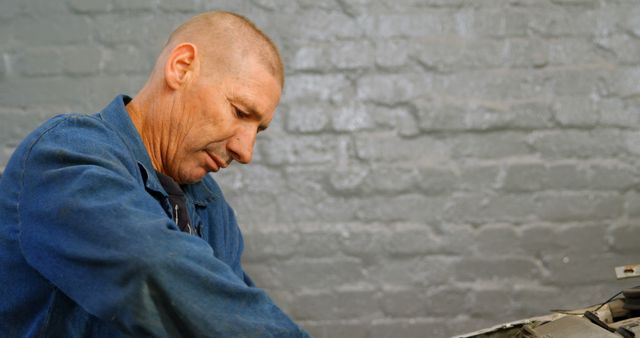 Focused Male Mechanic Working on Vehicle Engine - Download Free Stock Images Pikwizard.com