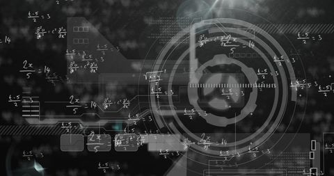 Futuristic Dashboard Interface with Circular HUD and Equations - Download Free Stock Images Pikwizard.com