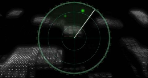 Futuristic radar display with digital scanning interface