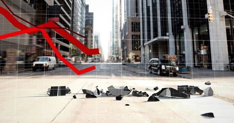 Falling Graphs and Urban Landscape Depicting Economic Decline