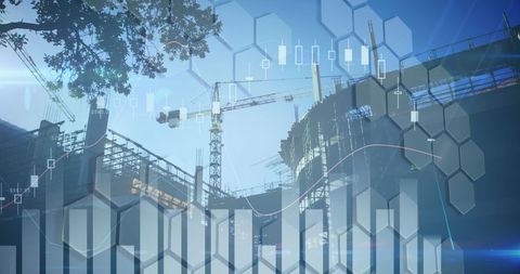 Futuristic Financial Data Overlay on Urban Construction Site - Download Free Stock Images Pikwizard.com