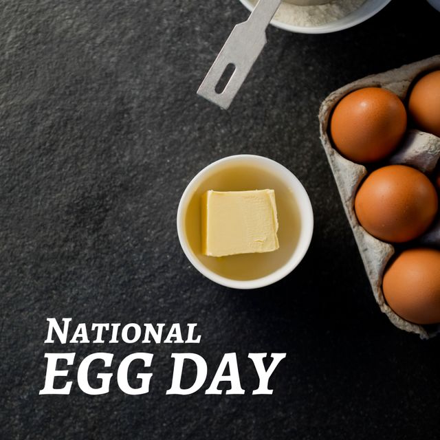 Celebrating National Egg Day with Ingredients for Baking - Download Free Stock Templates Pikwizard.com