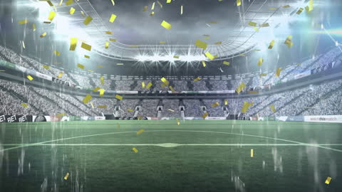 Dynamic Soccer Stadium Celebration with Confetti