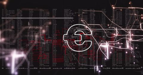 Euro Icon Amidst Digital Data and Server Codes - Download Free Stock Images Pikwizard.com