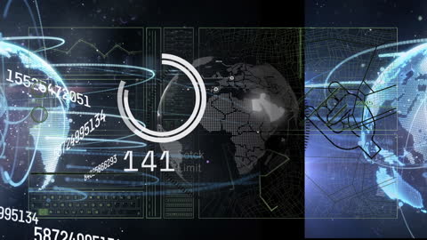 Global Networking and Data Processing Animation with Digital Globe