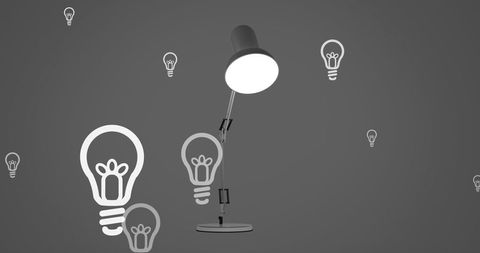 Modern Desk Lamp with Lightbulb Icons in Gray Background - Download Free Stock Images Pikwizard.com