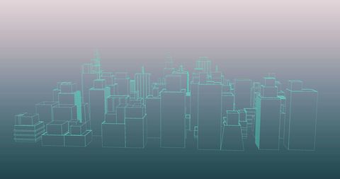 Futuristic Digital Cityscape with Neon Outlines - Download Free Stock Images Pikwizard.com